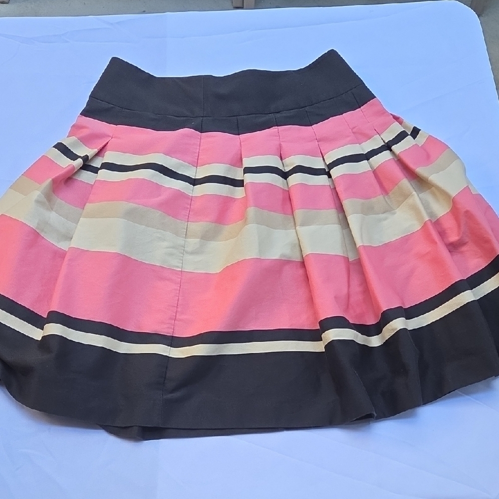 H&M A-Line Skirt in Pink, Black, and Cream Stripes